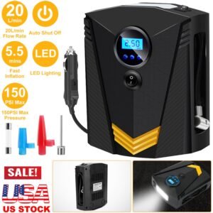 Tire Inflator 12V DC 100W 150PSI Digital Tire Pump w/LCD Display Electric Air Compressor Pump 20L/Min Air Flow - Image 5