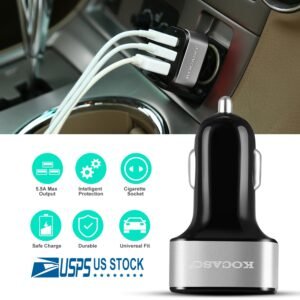 USB Car Charger 30W 5.5A 3 USB Port Cigarette Lighter Charger Adapter For iPhone XS/iPhone XS Max/iPhone 8 Plus/Galaxy S7/Galaxy S6 - Image 5