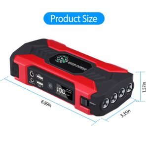 Car Jump Starter Booster 800A Peak 28000mAh 12V Battery Charger (Up to 6.0L Gas or 3.0L Diesel Engine) w/ LCD Screen 4 Modes LED Flashlight - Image 7