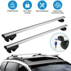 Car Roof Rack Cross Bars Aluminum Cargo Carrier Rooftop Crossbars Luggage Roof Rack Bar with 176lbs Max Load Fits Most Vehicles with Existing Raised S - Image 5