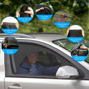 2Pcs Car Front Window Shades Stretchy Car Side Window Screen?Mesh Window Cover?for Car Heat Shading UV Privacy Protection - Image 8