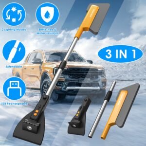 3 In 1 Car Snow Removal Shovel with Lights Car Snow Removal Tool Telescopic Windshield Ice Scraper Snow Brush Shovel - Image 3