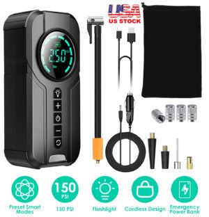 Car Tire Inflator Pump Portable Car Air Compressor Wireless Electric Air Pump 150 PSI with LED Light - Image 5