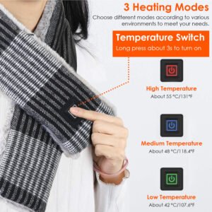 Electric Heated Scarf USB Heating Neck Wrap Unisex Winter Heated Neck Shawl Soft Warm Scarves w/ 3 Heating Modes - Image 9