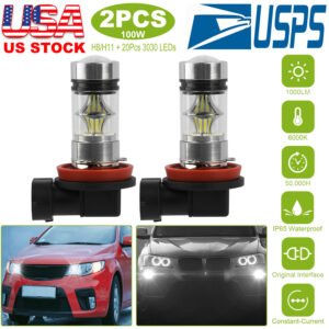 2PCS 1000lm 100W H8/H9/H11 LED Fog DRL Light Bulb IP65 Water-Resistant 360? Beam Angle 6000K White - Image 3
