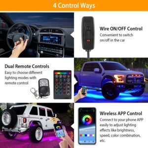 8 Pods RGB LED Rock Lights?DC12V Car Neon Light Kit IP68 Waterproof Underglow Lights with Double Remote Controls Wireless APP Control?for Jeep Truck U - Image 8
