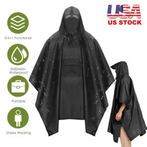 Unisex Hooded Rain Poncho With Pocket For Adult 3-in-1 Waterproof Poncho Raincoat With Hood Sleeve Brim Lightweight Portable Rain Poncho For Hiking Ca - Image 12