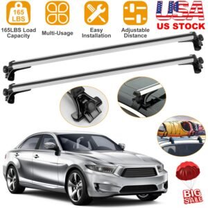 47.24in Universal Top Roof Rack Cross Bar Cargo Carrier Aluminum Crossbar Rack w/ 165LBS Capacity Fit for Most Vehicle Wagon Car Without Roof Side Rai - Image 3