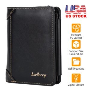 Men?s Leather Wallet ID Card Holder Purse Trifold Clutch Money Zipper with ID Window
14 Credit Card 1 ID Card - Image 2