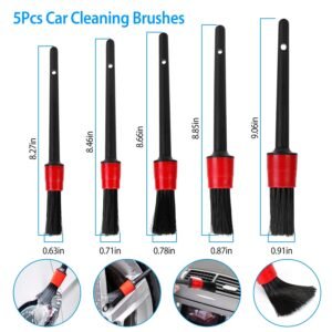5Pcs Car Detailing Brush Set Detail Gap Cleaner For Automotive Dashboard Air Vent Wheels Cleaning Wet Dry Use - Image 5