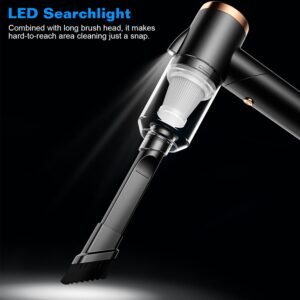 3 In 1 Cordless Handheld Vacuum Cleaner with Searchlight 120W 9000PA Portable Foldable Rechargeable Vacuum Car Home Duster with Brush Nozzle Long Nozz - Image 7
