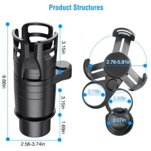 4 In 1 Car Cup Holder Expander Adapter Multifunctional Water Cup Mount Stand 360? Rotating Drink Bottle Organizer with Adjustable Base - Image 8