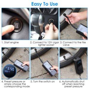 Car Tire Inflator Pump Portable Car Air Compressor Corded Electric Air Pump With LED Light - Image 10