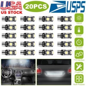 20Pcs T10 SMD5050 LED Light Bulbs 6000K Wedge Light Lamps Dome Map License Plate Car Interior Festoon Lights Kits - Image 3