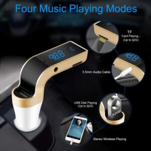 Car Wireless FM Transmitter USB Charger Hands-free Call MP3 Player TF Card Reading Aux-in LCD Display - Image 14