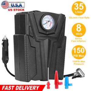 Car Tire Air Pump Portable Air Compressor Pump DC 12V Car Tire Inflator Pump For Bicycle Motorcycle w/ Pointer - Image 5