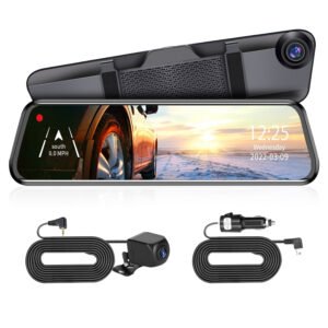 4K Car DVR 12in Dash Cam Camcorder Camera Recorder with 170? Angle Loop Recording Motion Detection Night Vision Voice Control APP Control G-sensor