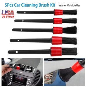 5Pcs Car Detailing Brush Set Detail Gap Cleaner For Automotive Dashboard Air Vent Wheels Cleaning Wet Dry Use - Image 6