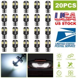 20Pcs T10 SMD5730 LED Light Bulbs 6000K Wedge Light Lamps Dome Map License Plate Car Interior Festoon Lights Kits - Image 4