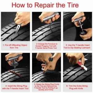 57 Pcs Universal Tire Repair Tools Kit Flat Tire Puncture Repair Tools for Cars Trucks - Image 7