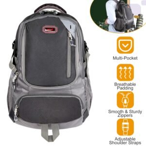 Unisex School Backpack Casual Travel Shoulder Bag W/ Adjustable Straps Dual-Water Bottle Pouch Multiple Zippered Pockets For Gym Sports Travel School - Image 2
