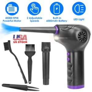 Electric Cordless Air Duster Blower Compressed Air Duster for Computer Keyboard PC Portable Rechargeable Air Blower with Built-in LED Light - Image 4