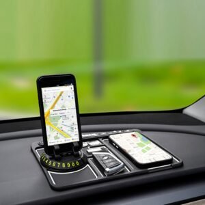 Non-slip Car Phone Mat 4 In1 Dashboard 360? Rotatable Phone Holder Pad with Aroma Parking Number Plate Glow In Dark - Image 12