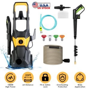 4200PSI 1.85GPM 1800W Electric Pressure Washer High Pressure Cleaning Machine Portable Car Power Washer with Spray Gun 4 Nozzles Foam Cannon Holders f - Image 2