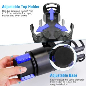 4 In 1 Car Cup Holder Expander Adapter Multifunctional Water Cup Mount Stand 360? Rotating Drink Bottle Organizer with Adjustable Base - Image 12