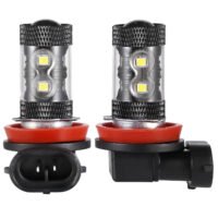 2PCS 800LM 50W H8/H9/H11 LED Fog DRL Light Bulb IP68 Waterproof 10 2835 LEDs 360? Beam Angle 6000K White