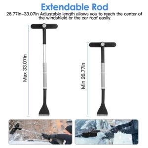 2 In 1 Ice Scraper Extendable Car Snow Brush Telescopic Snow Removal Tool Automobile Snow Shovel Frost Removal with 360? Pivoting Brush Head Sponge Gr - Image 8