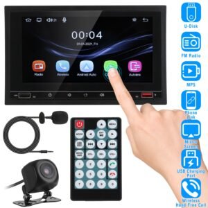 7In Universal Wireless Car MP5 Player 1080P Video Player Stereo Audio FM Radio Aux/USB Input with Rear View Camera Remote Control - Image 2