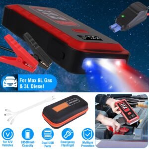 Car Jump Starter Booster 2500A Peak 25800mAh Battery Charger Power Bank with 4 Modes LED Flashlight for Up to 6.0L Gas or 3.0L Diesel Engine Car - Image 6