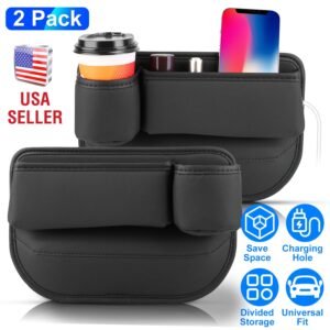 2 Pack Car Seat Gap Filler Organizer Car Leather Cup Holder Gap Bag Universal Car Seat Storage Black for Placing Keys Cards Phones Drinks Lipstick - Image 7