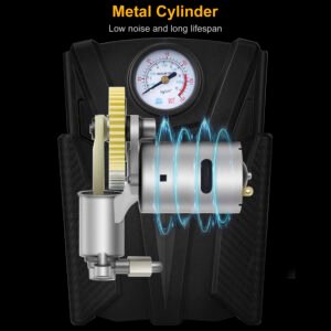 Car Tire Air Pump Portable Air Compressor Pump DC 12V Car Tire Inflator Pump For Bicycle Motorcycle w/ Pointer - Image 8