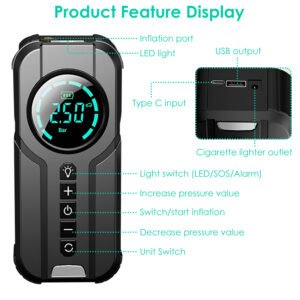 Car Tire Inflator Pump Portable Car Air Compressor Wireless Electric Air Pump 150 PSI with LED Light - Image 12