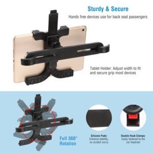 Car Headrest Tablet Mount 360? Rotation Car Tablet Holder Universal for 7-11 Inch iPad iPad Air iPad Pro Galaxy Tab Kindle Fire - Image 8