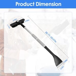 2 In 1 Ice Scraper Extendable Car Snow Brush Telescopic Snow Removal Tool Automobile Snow Shovel Frost Removal with 360? Pivoting Brush Head Sponge Gr - Image 12
