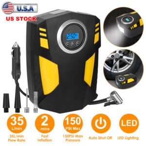 Portable Car Tire Inflator DC 12V Digital Car Air Pump Compressor Electric Air Pump w/LED Light 150PSI - Image 6