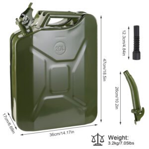 20L Gas Can 5 Gallon Spill Proof Gasoline Fuel Jerry Can Heavy Duty Steel - Image 14