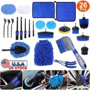 26Pcs Car Detailing Brush Kit Exterior Interior Car Cleaning Set Drill Brush Set Car Buffing Sponge Pads Kit for Cleaning Automobile Interior Exterior - Image 5