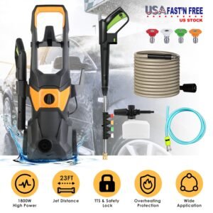4200PSI 1.85GPM 1800W Electric Pressure Washer High Pressure Cleaning Machine Portable Car Power Washer with Spray Gun 4 Nozzles Foam Cannon Holders f - Image 6
