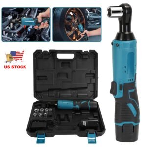 3/8? Cordless Electric Ratchet Wrench Set Right Angle Wrench with 2Pcs 1200mAh Batteries and Charger 7 Sockets 400RPM - Image 9