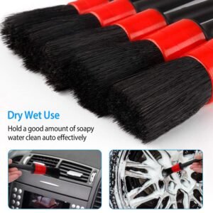 5Pcs Car Detailing Brush Set Detail Gap Cleaner For Automotive Dashboard Air Vent Wheels Cleaning Wet Dry Use - Image 8