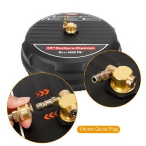 15in High Pressure Flat Surface Cleaner 4000PSI Disc Power Washer Broom w/ 2 Washer Extension Wands 2 x Replacement Nozzles - Image 4