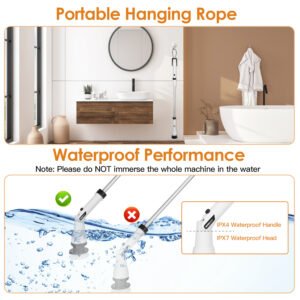 Electric Spin Scrubber Cordless Handheld Rechargeable Cleaning Brush with 4 Replaceable Heads 600/1000RPM Speeds 26/50in Length 20V/2.0Ah Battery for - Image 12