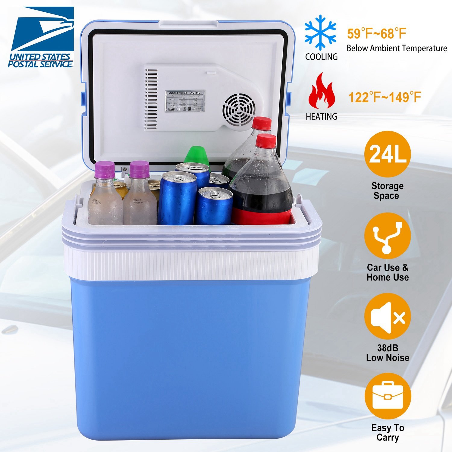 24L Portable Car Cooler 12V Car Refrigerator Travel Cooling Warmer Fridge Box Home Use - Image 4