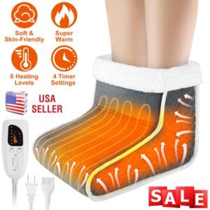 Heating Pad for Foot Electric Heated Foot Warmer Soft Leg Warmer Boots with 6 Level Heating 4 Level Timing - Image 3