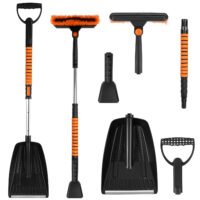 5 in 1 Detachable Snow Remover Kits Extendable Ice Scraper Snow Shovel 180? Adjustable Snow Brush Head for Car Windshield Roof