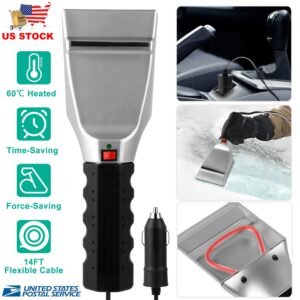 12V Car Electric Heated Ice Snow Scraper Window Ice Remover w/Squeegee 14FT Cable - Image 11